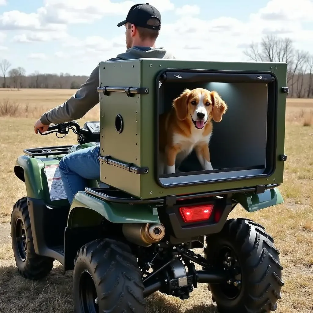 Dog box for ATV mounted on a four wheeler