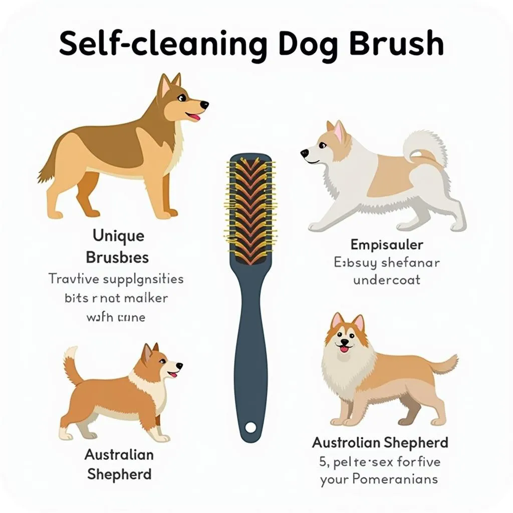 Self-cleaning dog brush for double-coated dogs