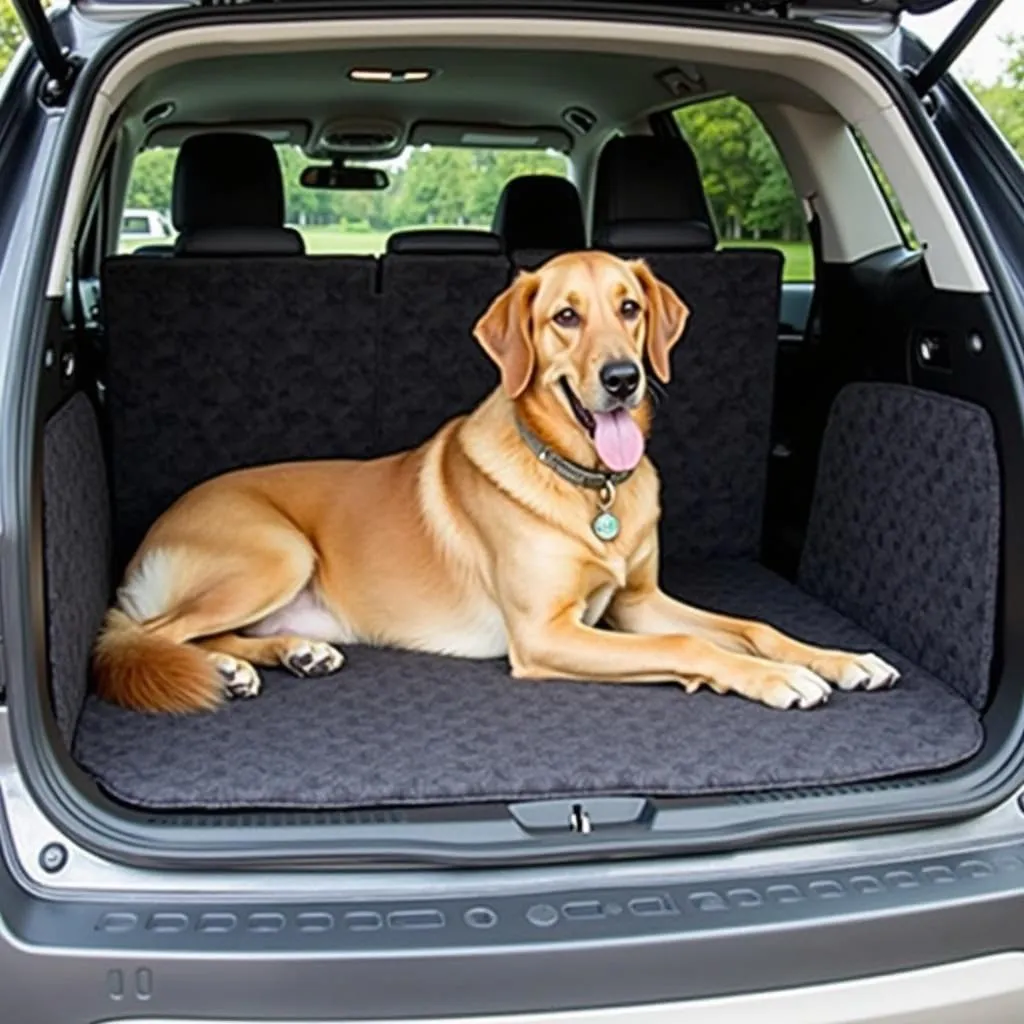 Dog cargo liner in a crate