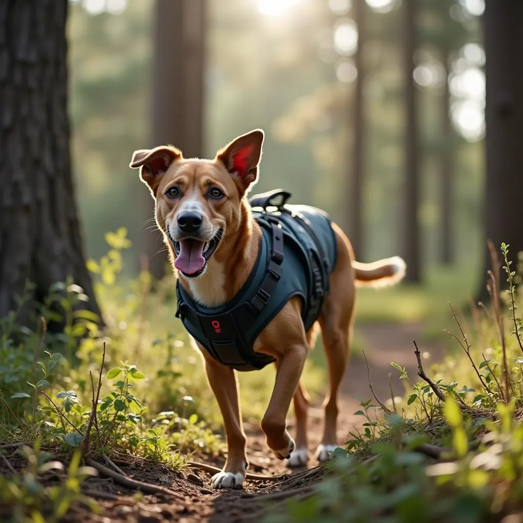 Dog chest protector while hiking