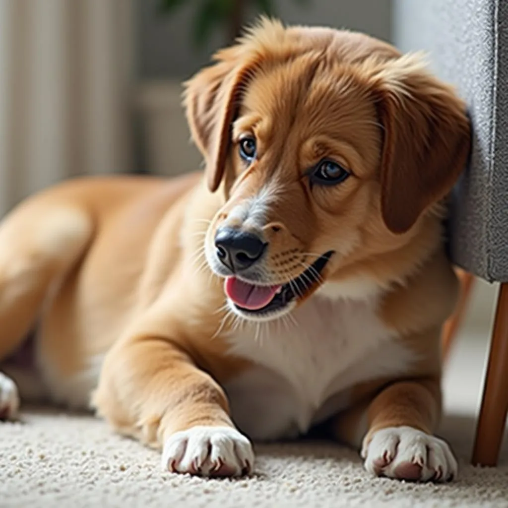 Dog chewing on furniture, shoes, and other household items