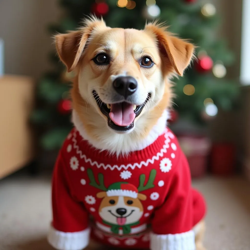 Personalized Christmas Sweater with Dog Face