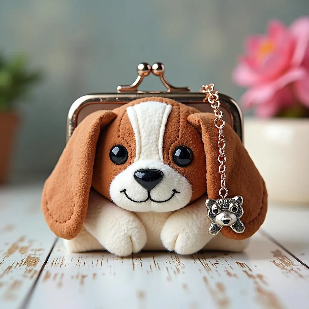 Dog Coin Purse with Dog Tag Flower