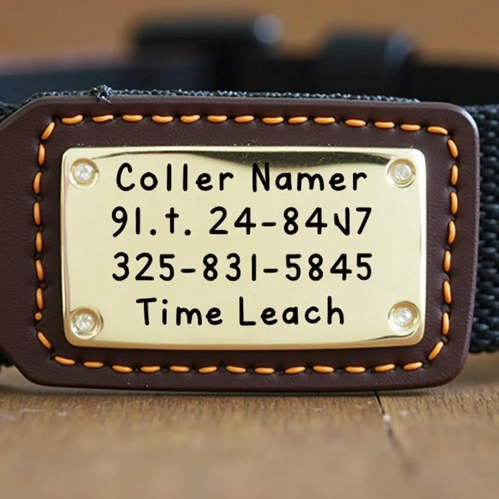 Dog Collar Identification Tag with Engraved Information