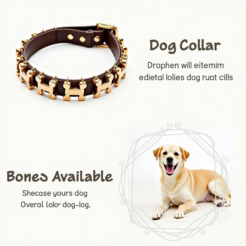 Dog collar with bones and dog jewelry accessories