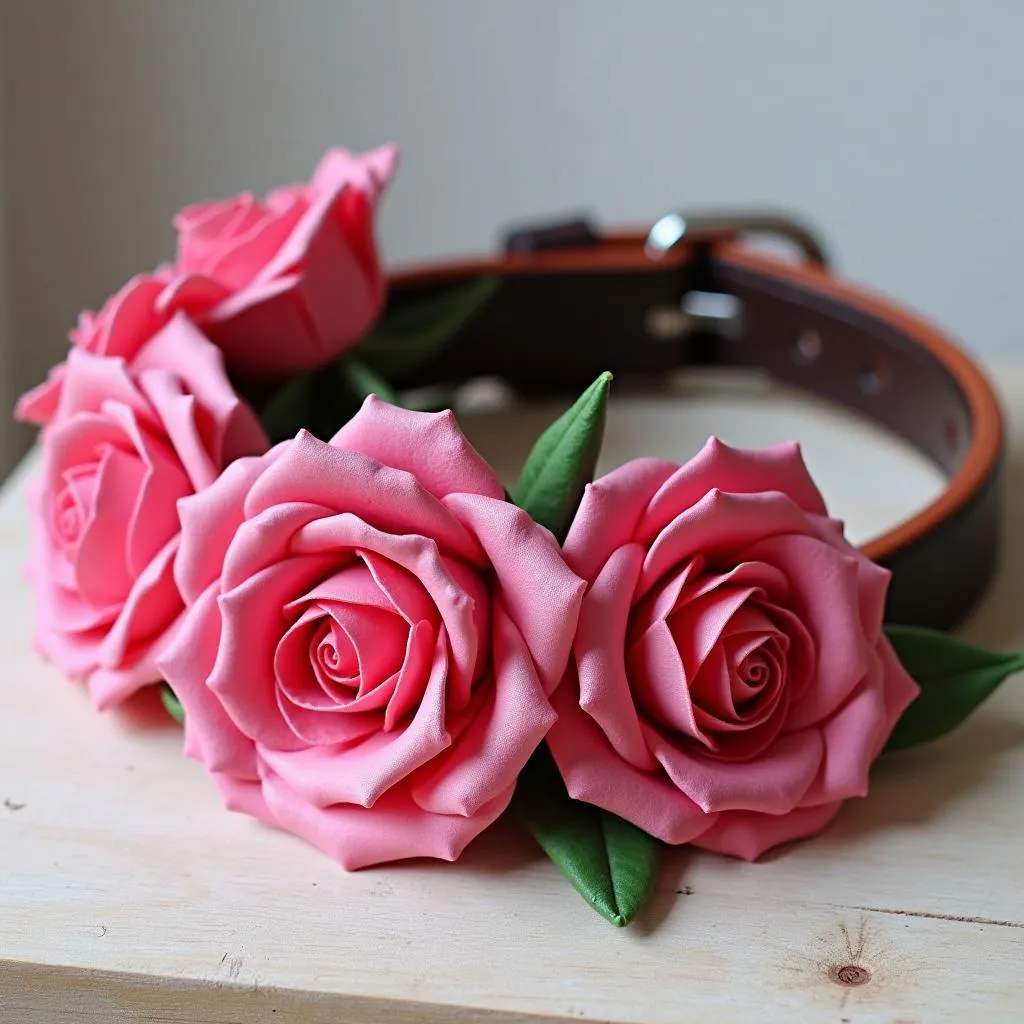 Flowers on a dog collar