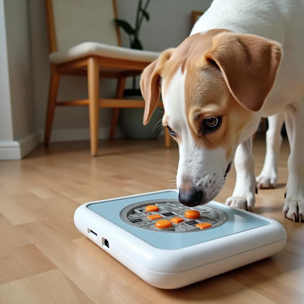 Dog computer toy with interactive puzzle