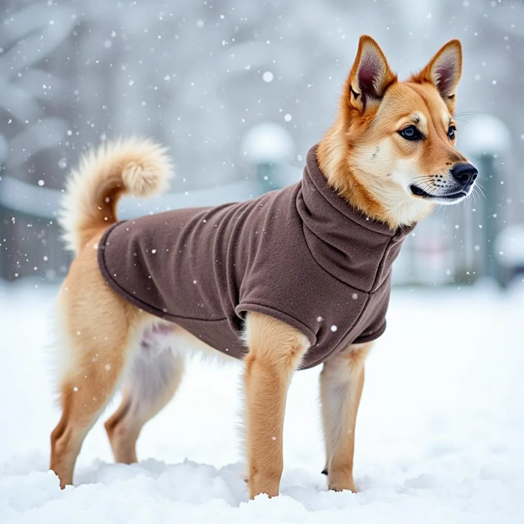 Dog Wearing a Crewneck in Winter