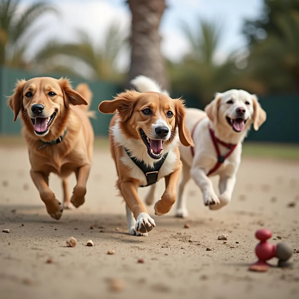 Dog daycare Ventura CA: Happy dog playing with friends