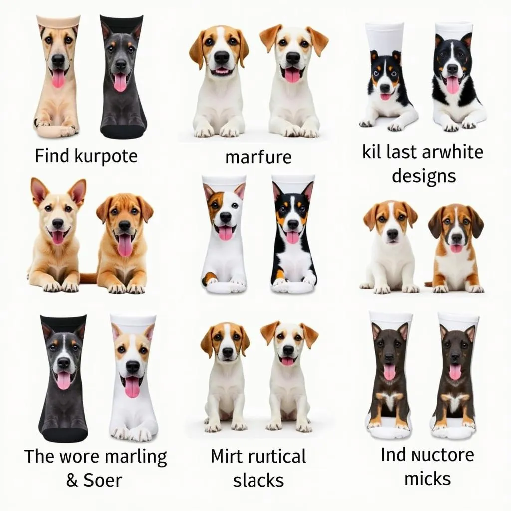 Various Dog Face Sock Designs