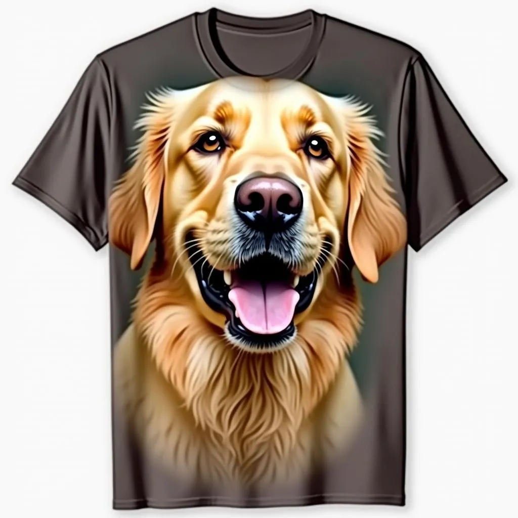 Dog face tee shirt design featuring a golden retriever