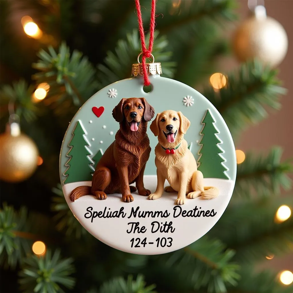 Personalized Family Ornament with Dog for Christmas