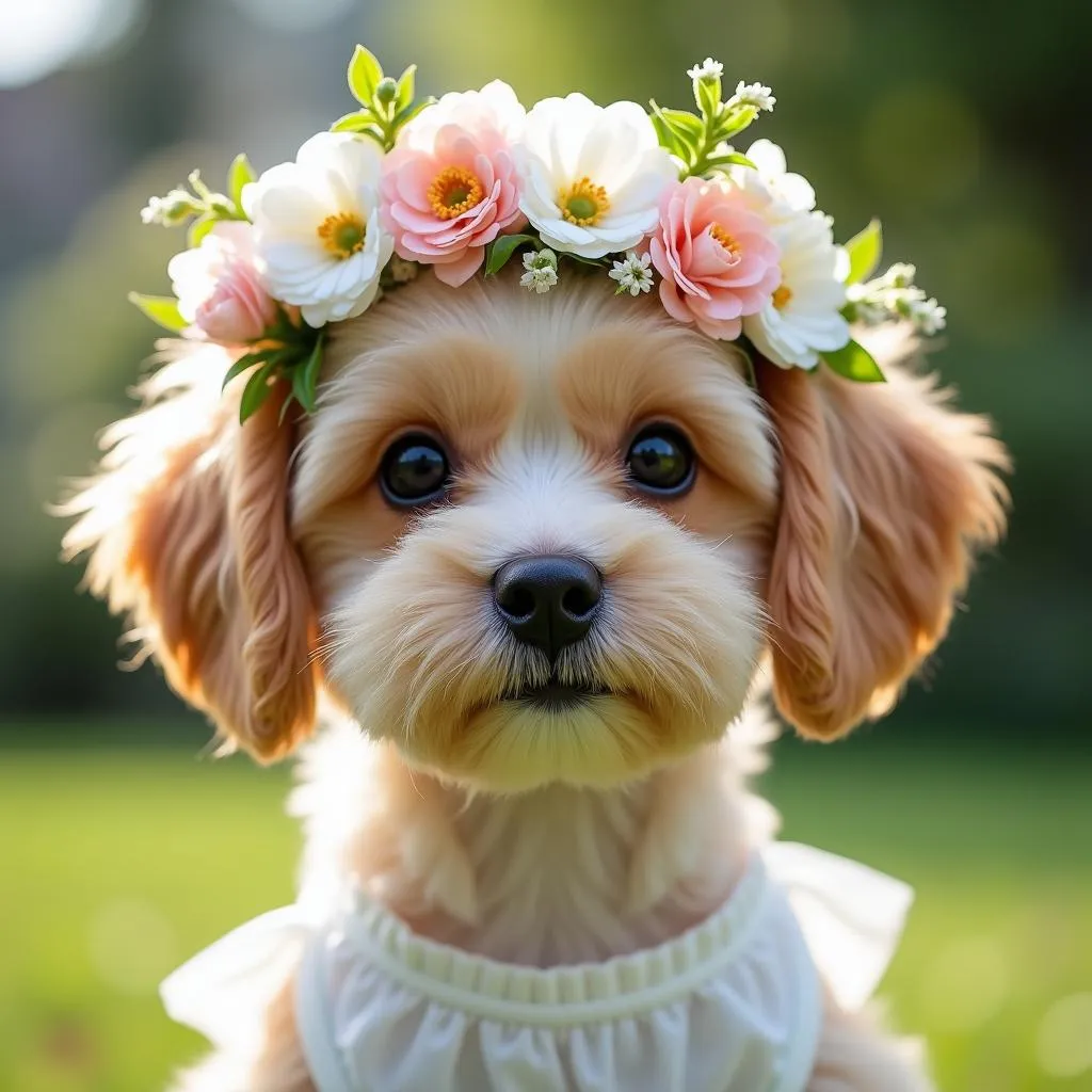 Dog flower crowns for weddings