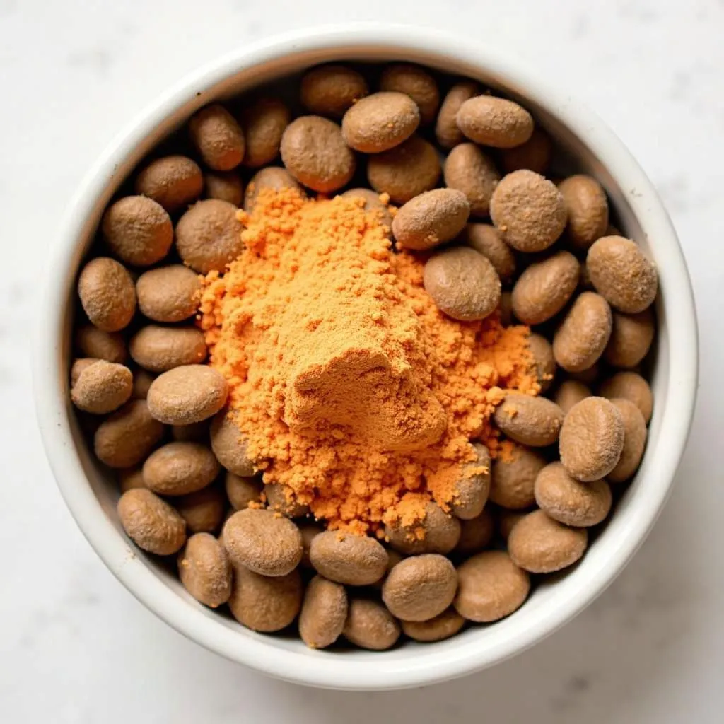 Dog food powder topper for picky eaters with salmon and sweet potato flavor