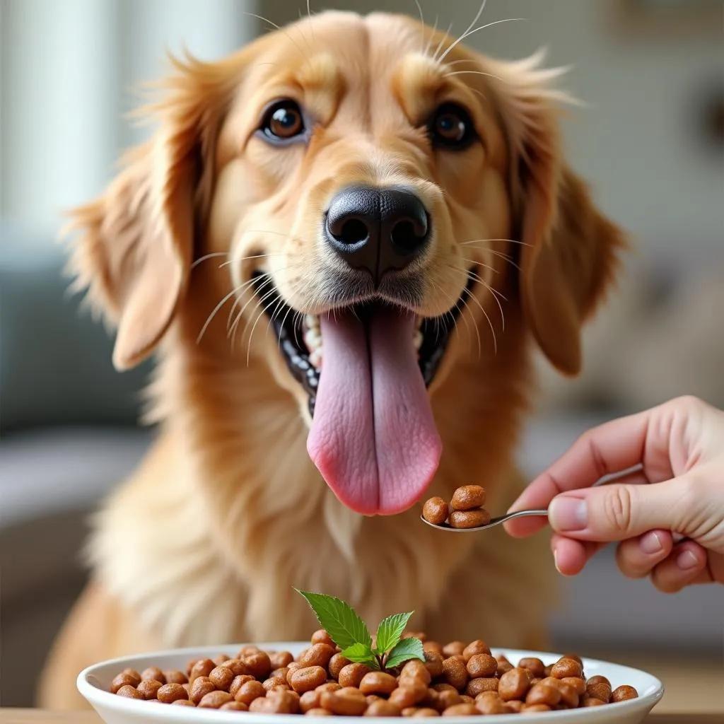 Dog Enjoying a Dog Food Sample