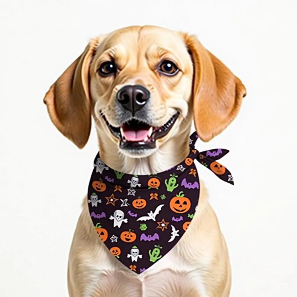 Cute dog wearing a Halloween bandana