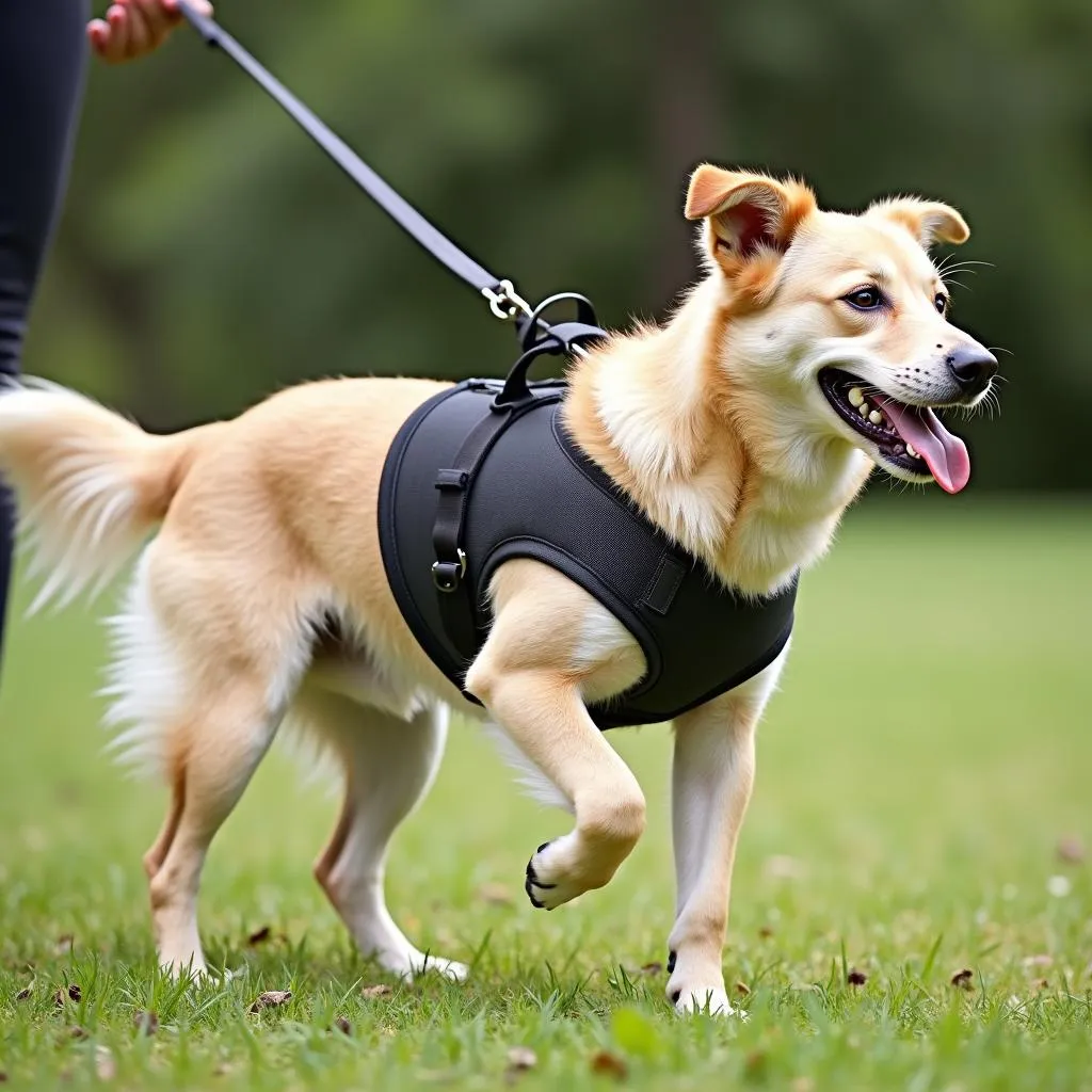 Dog body harness with handle for safe and comfortable walks