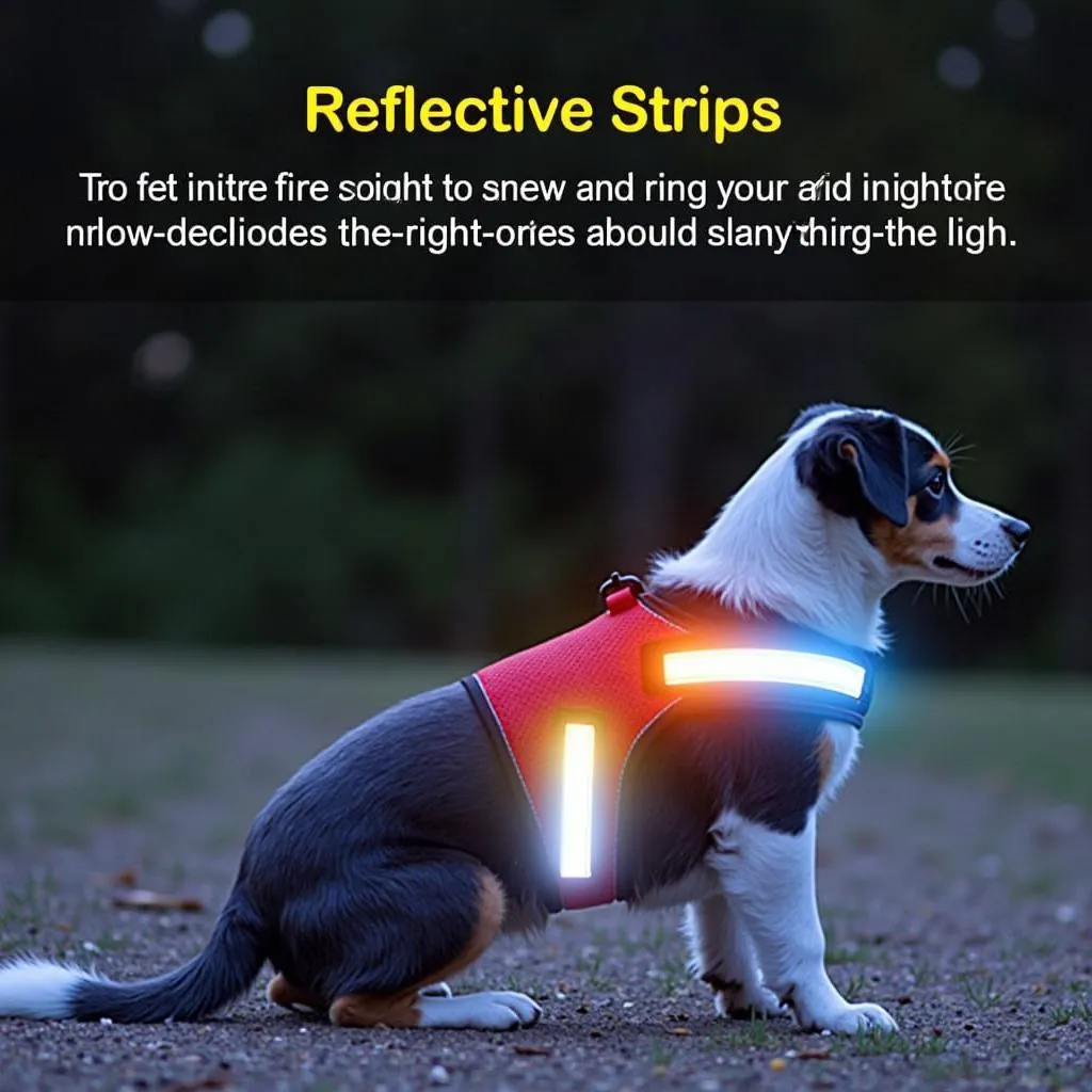 Dog harness with reflective strips