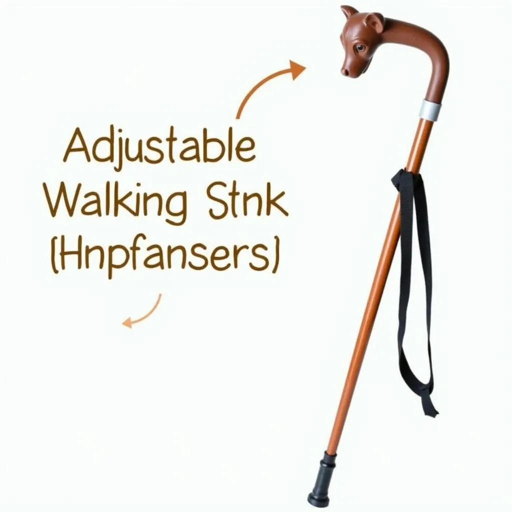 A dog head walking stick with adjustable height