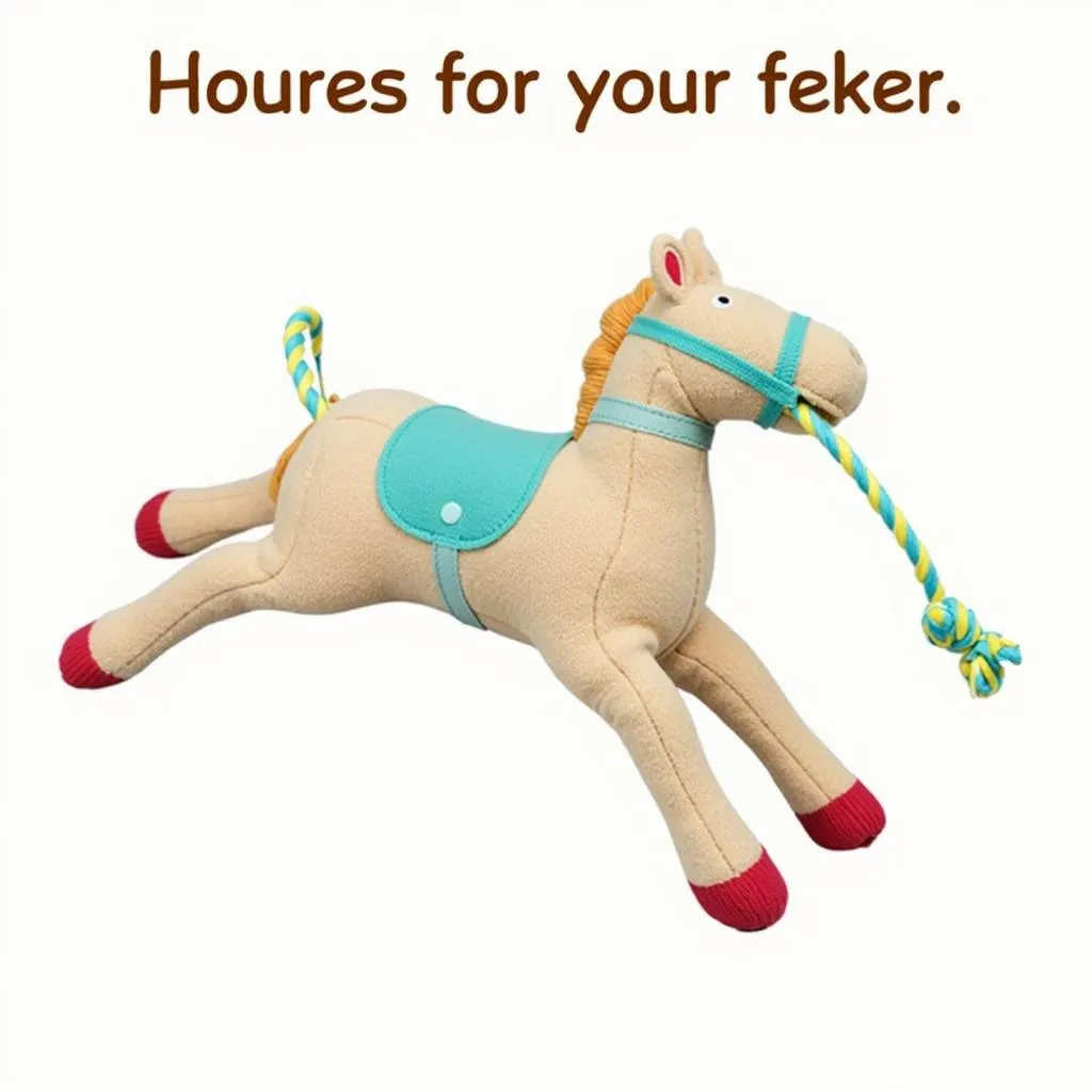 Dog horse toy with rope and squeaker