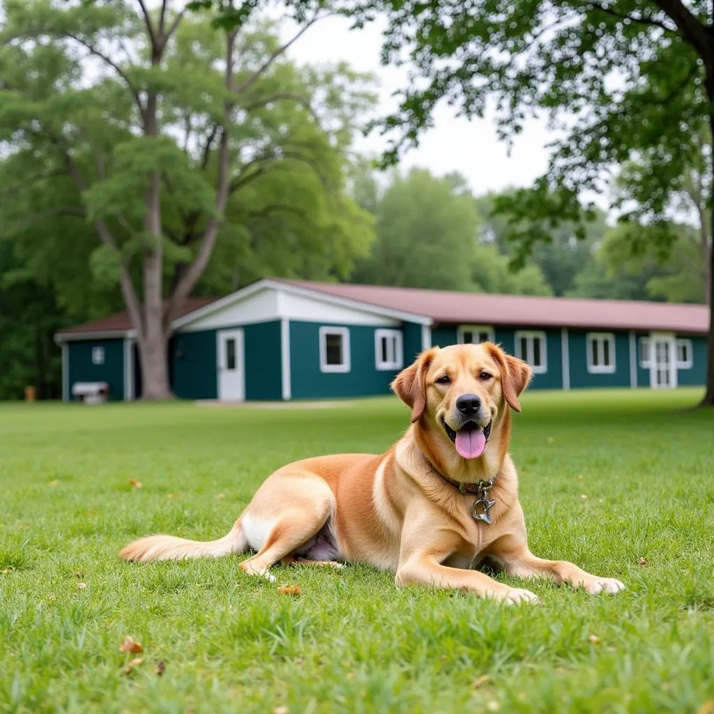 A dog kennel in Lansing, Michigan, located in a quiet and peaceful setting