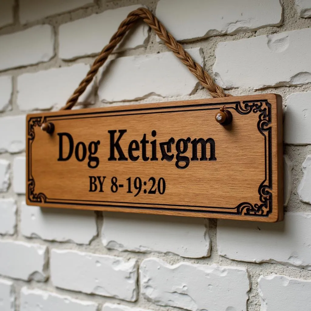 Dog Kennel Sign with Name and Breed Engraved on Wood