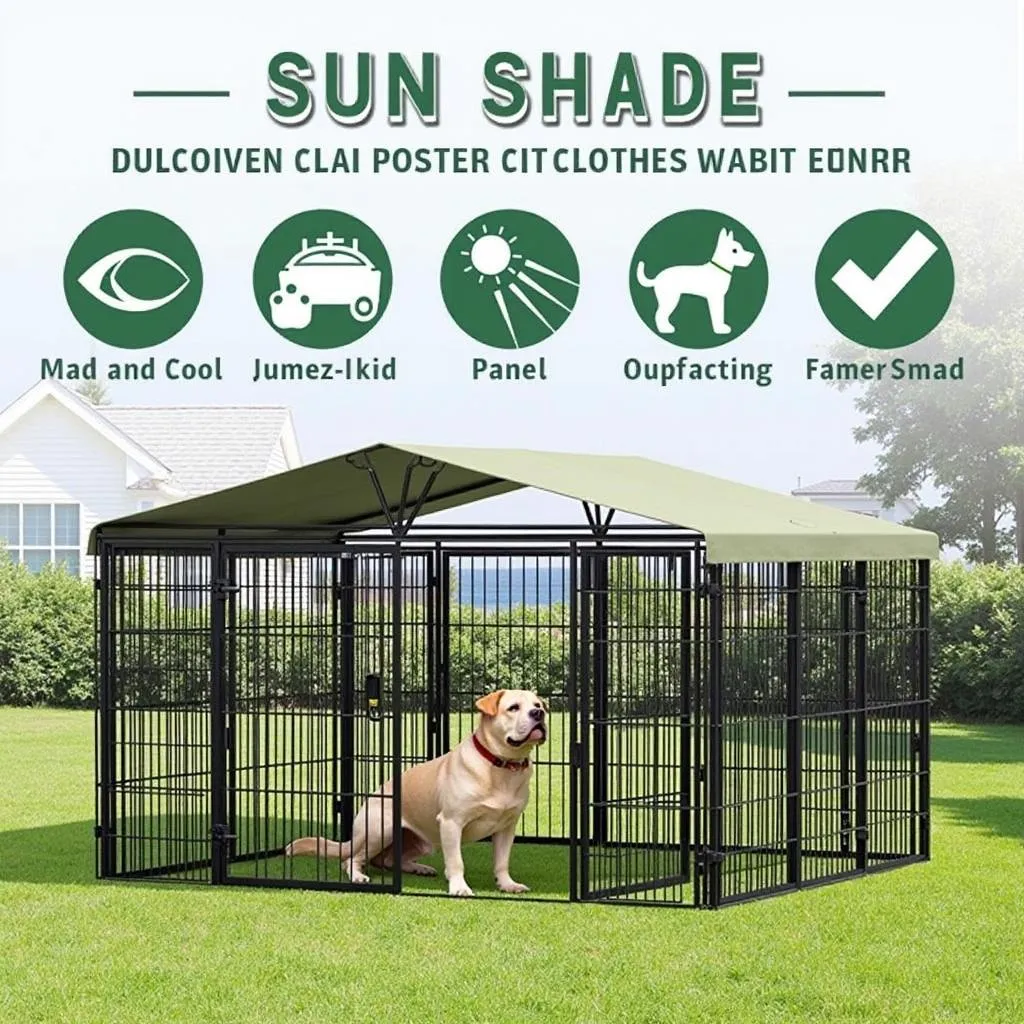 Dog kennel sun shade with mesh panels