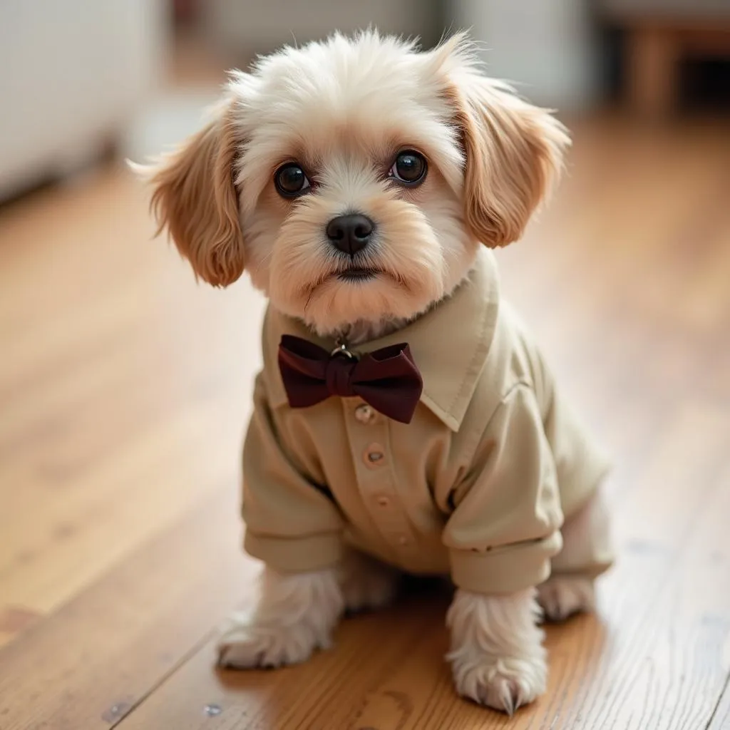 Small Dog Wearing Khaki Pants