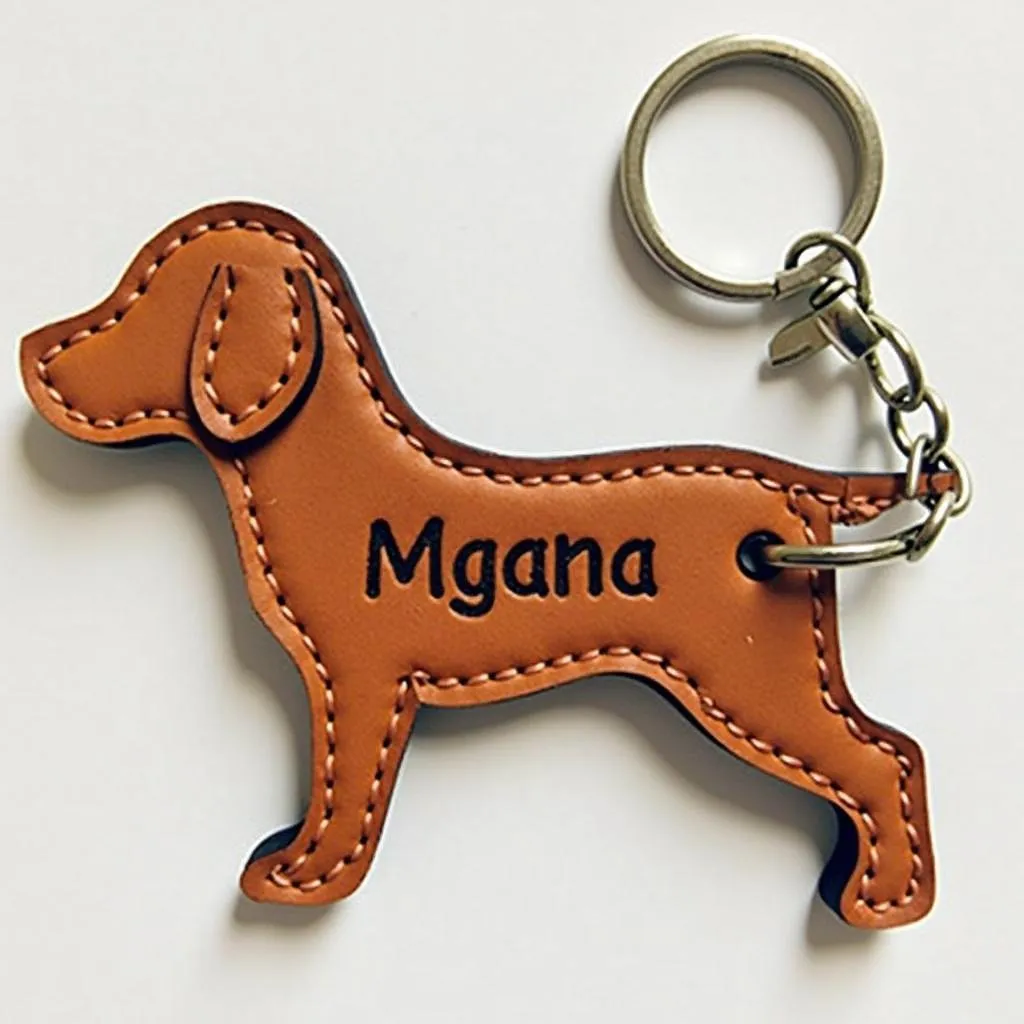 Personalized leather dog keychain with dog's name