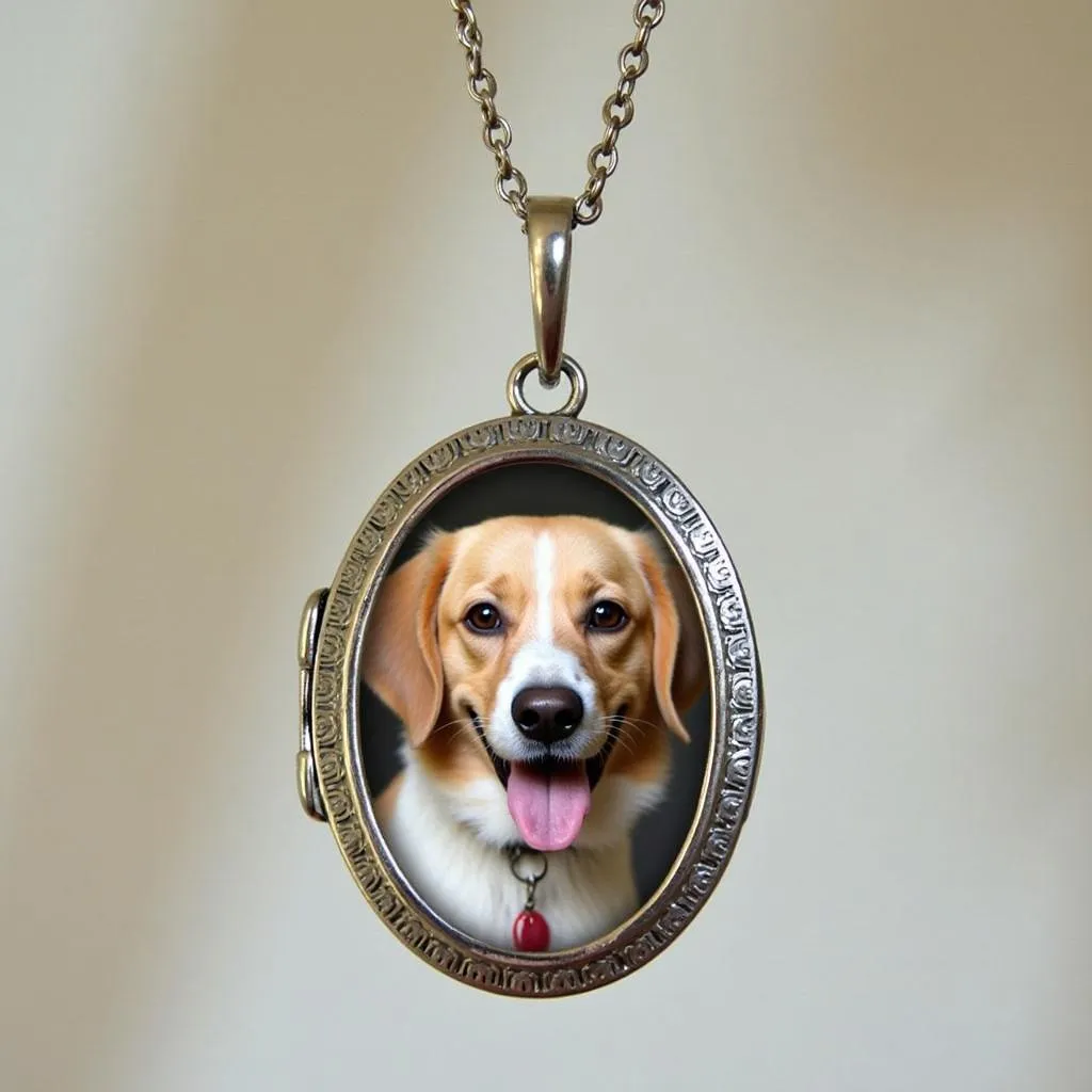 Personalized dog locket necklace with a photo of your beloved furry friend