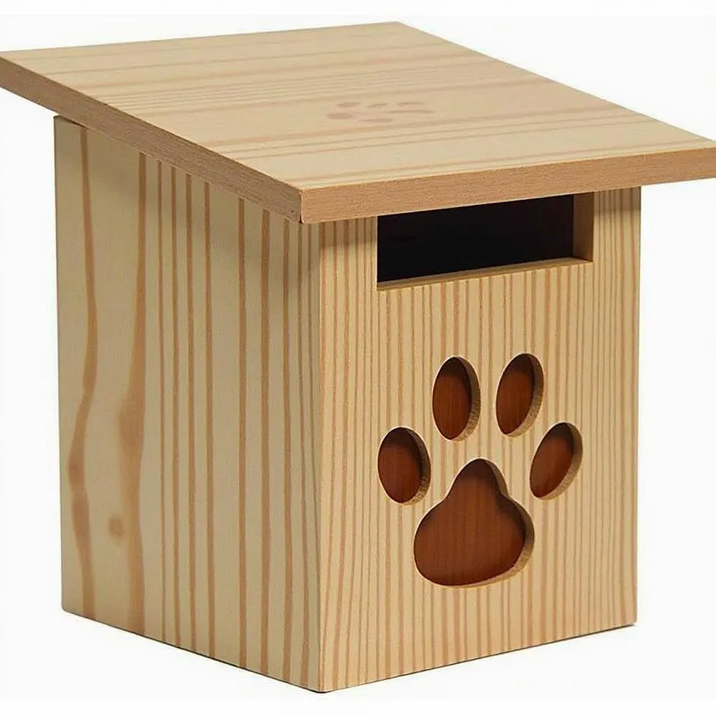 Wooden Dog Mailbox with Paw Print Design