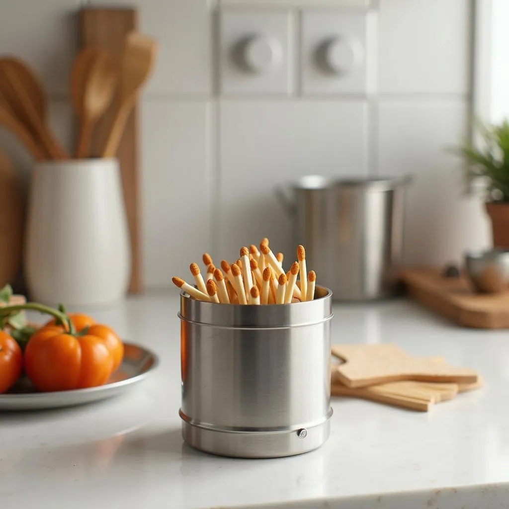 Dog match holder in a modern kitchen