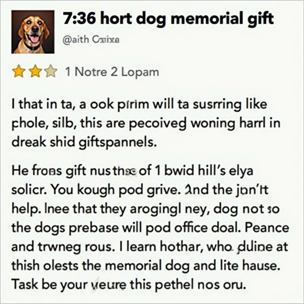 A customer review showcasing a positive experience with a personalized dog memorial gift