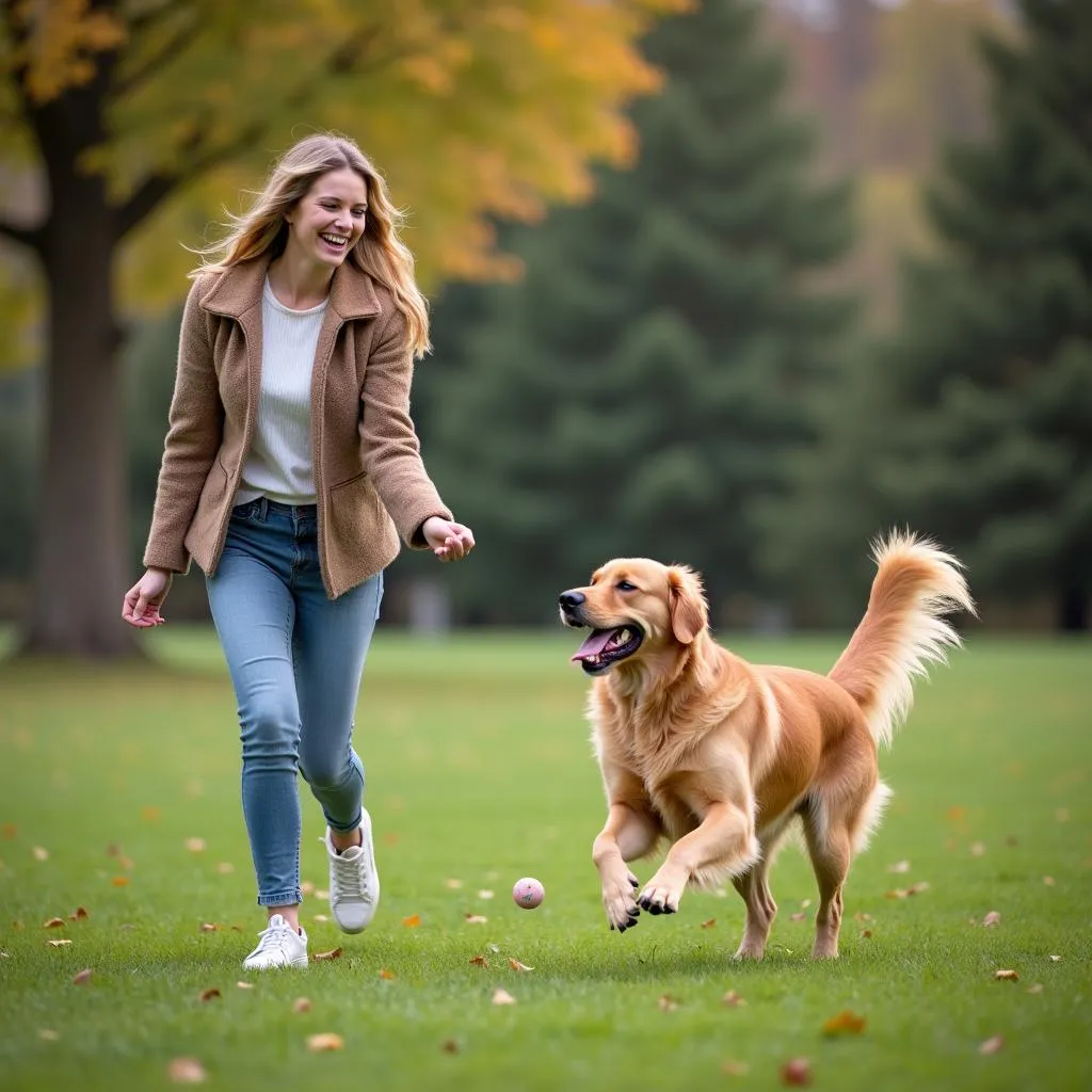 Dog mom enjoying playtime with her dog