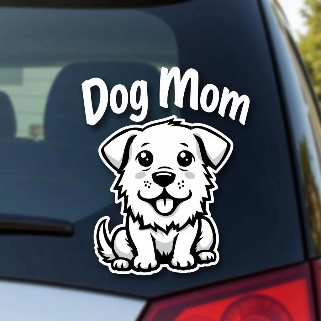 Dog mom sticker on car window