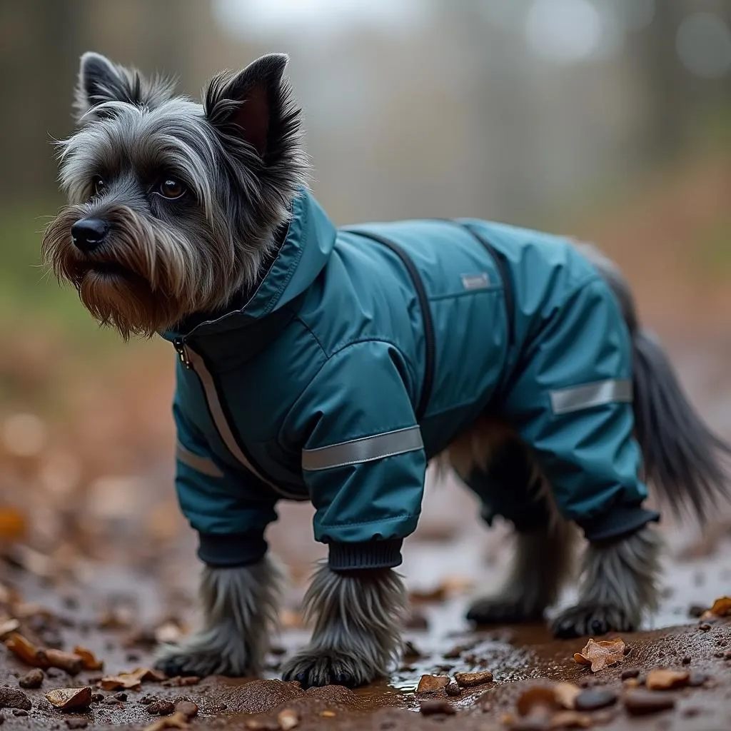 A dog mud suit for small dogs