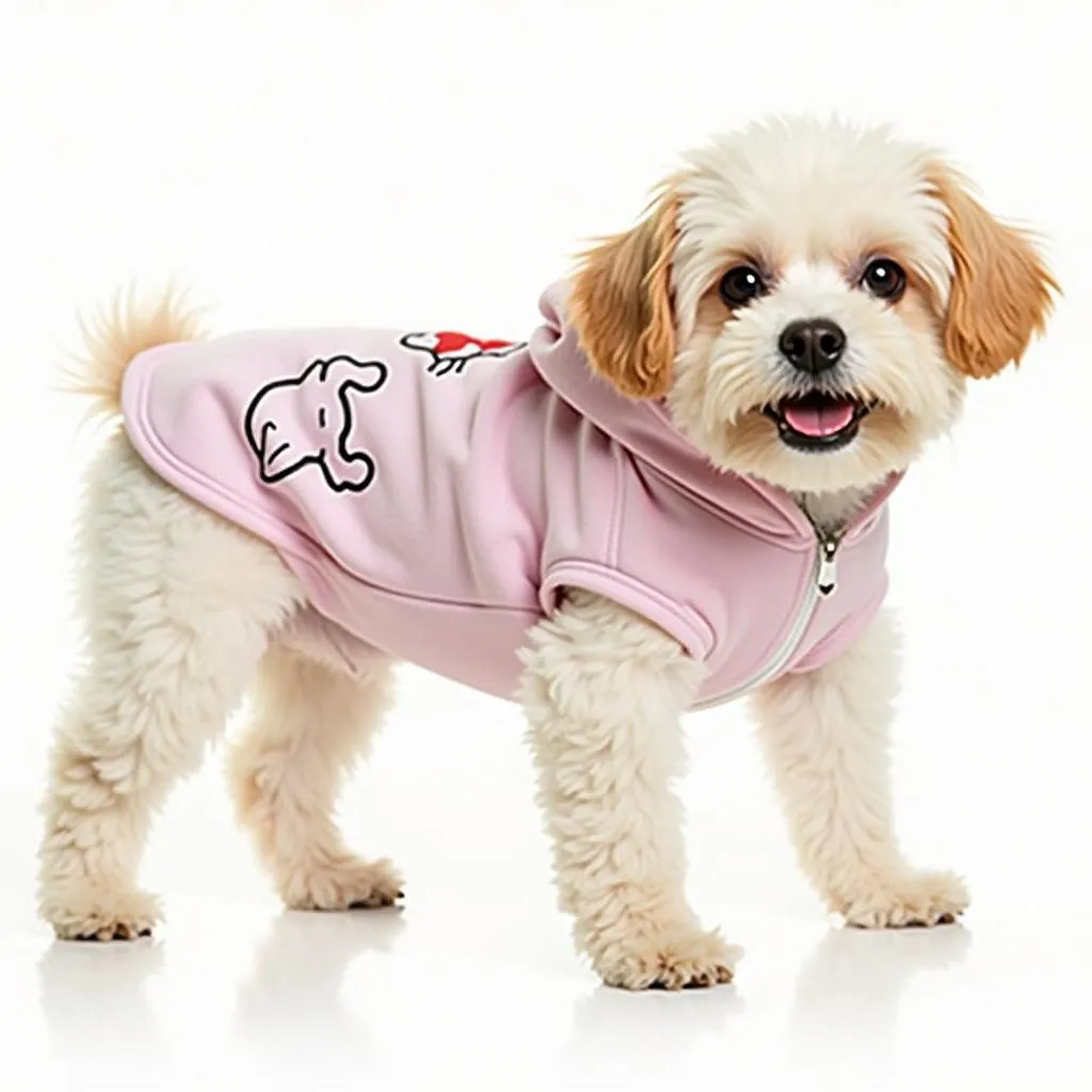 Small Dog Wearing Dog Outline Hoodie