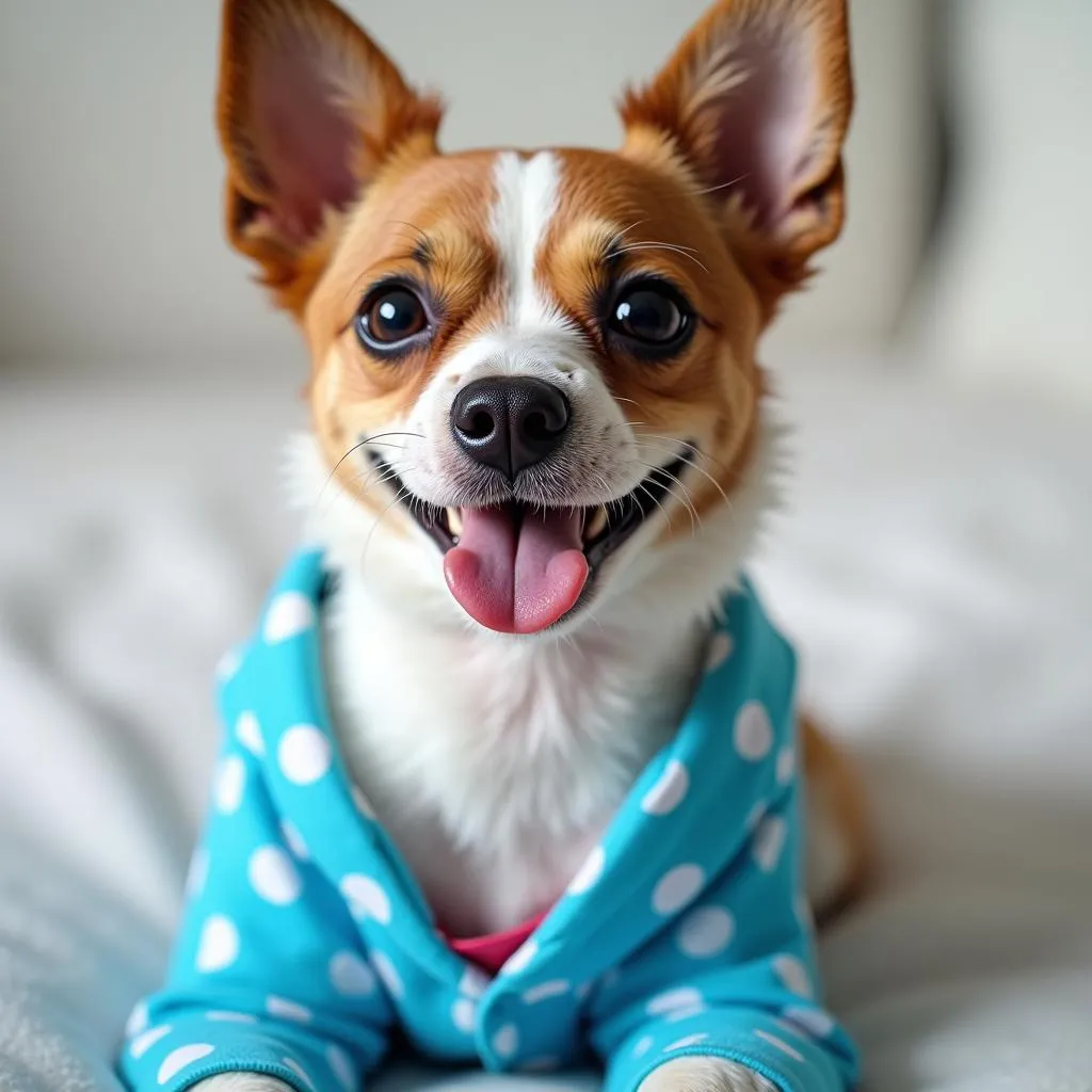 Dog pajamas featuring custom dog face print