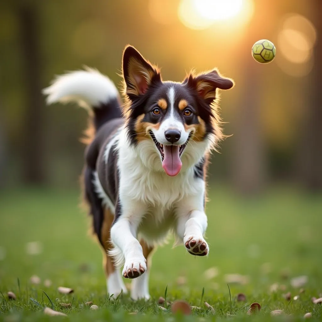 Dog playing happy