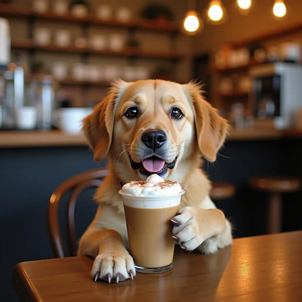 Dog Puppuccino in a Coffee Shop