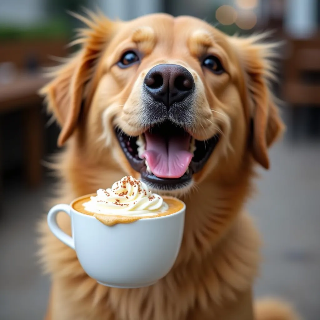 Dog Loving Its Puppuccino