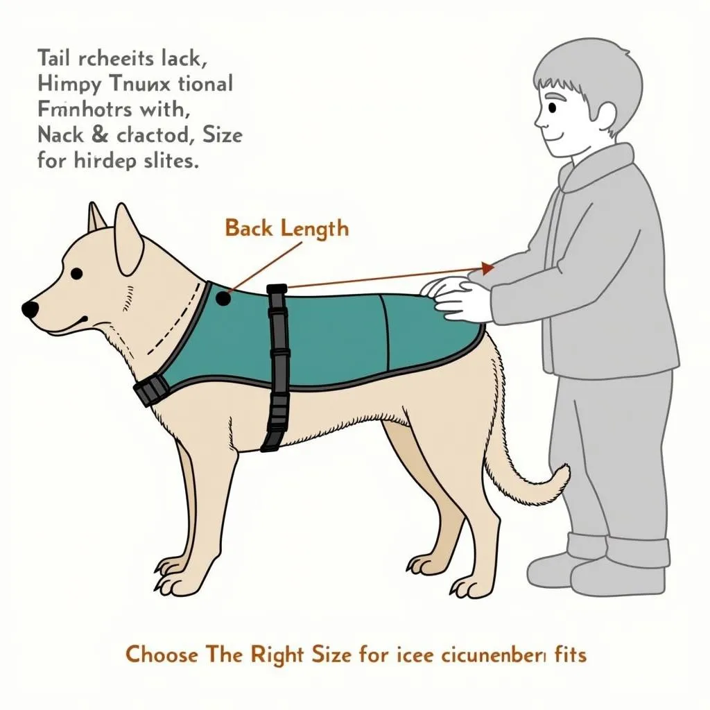 Dog rain coat with harness fitting guide