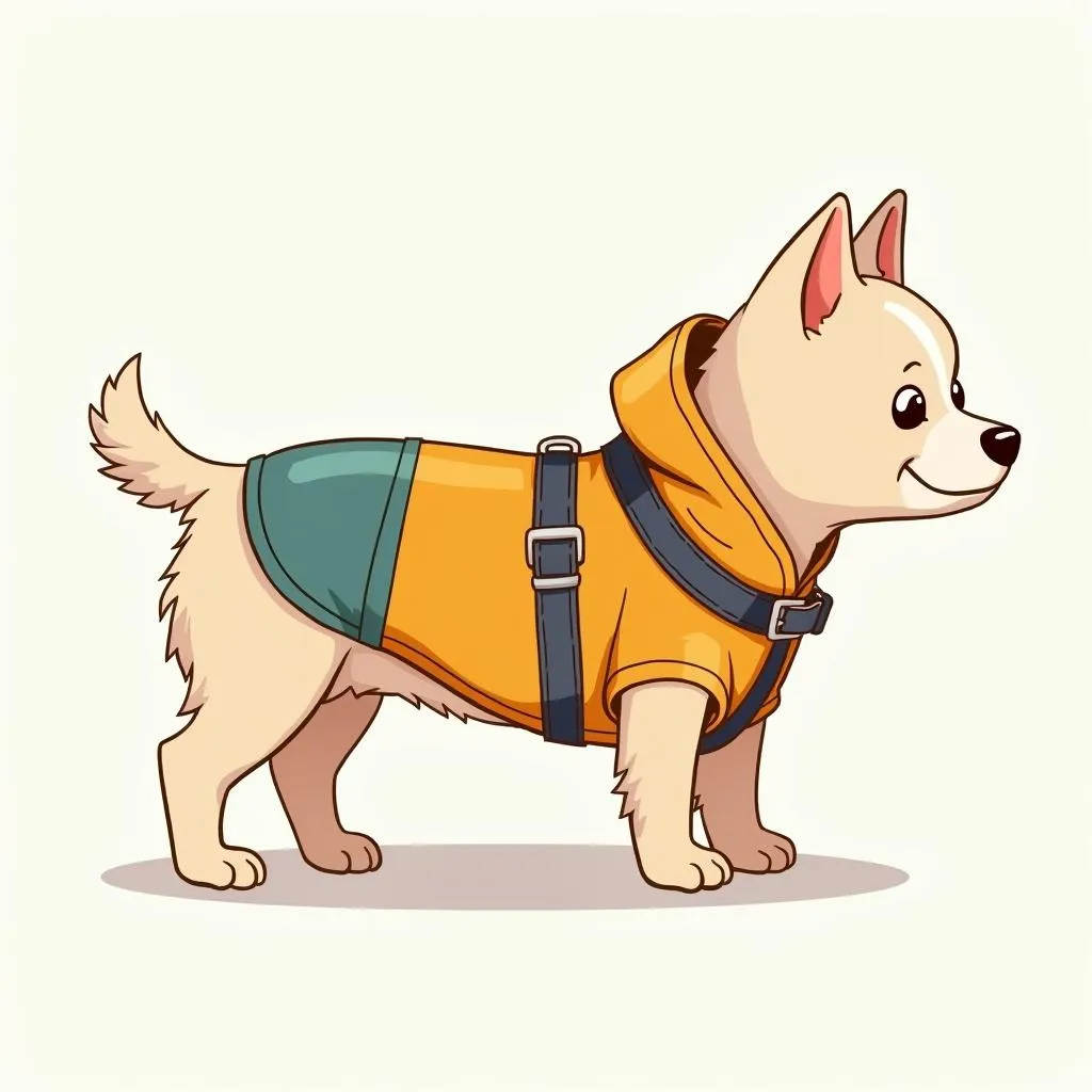 Dog rain coat with harness for a small dog