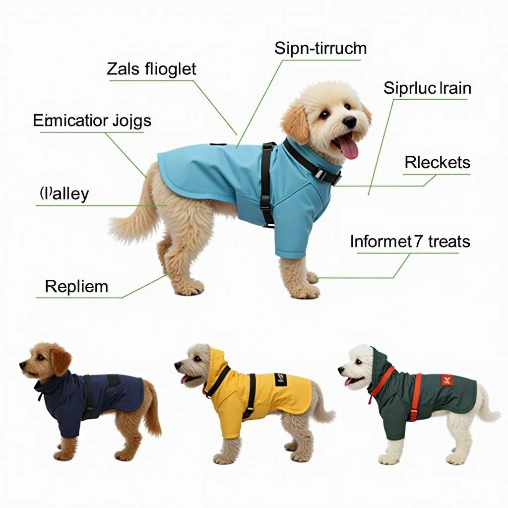 Dog rain coat with harness options