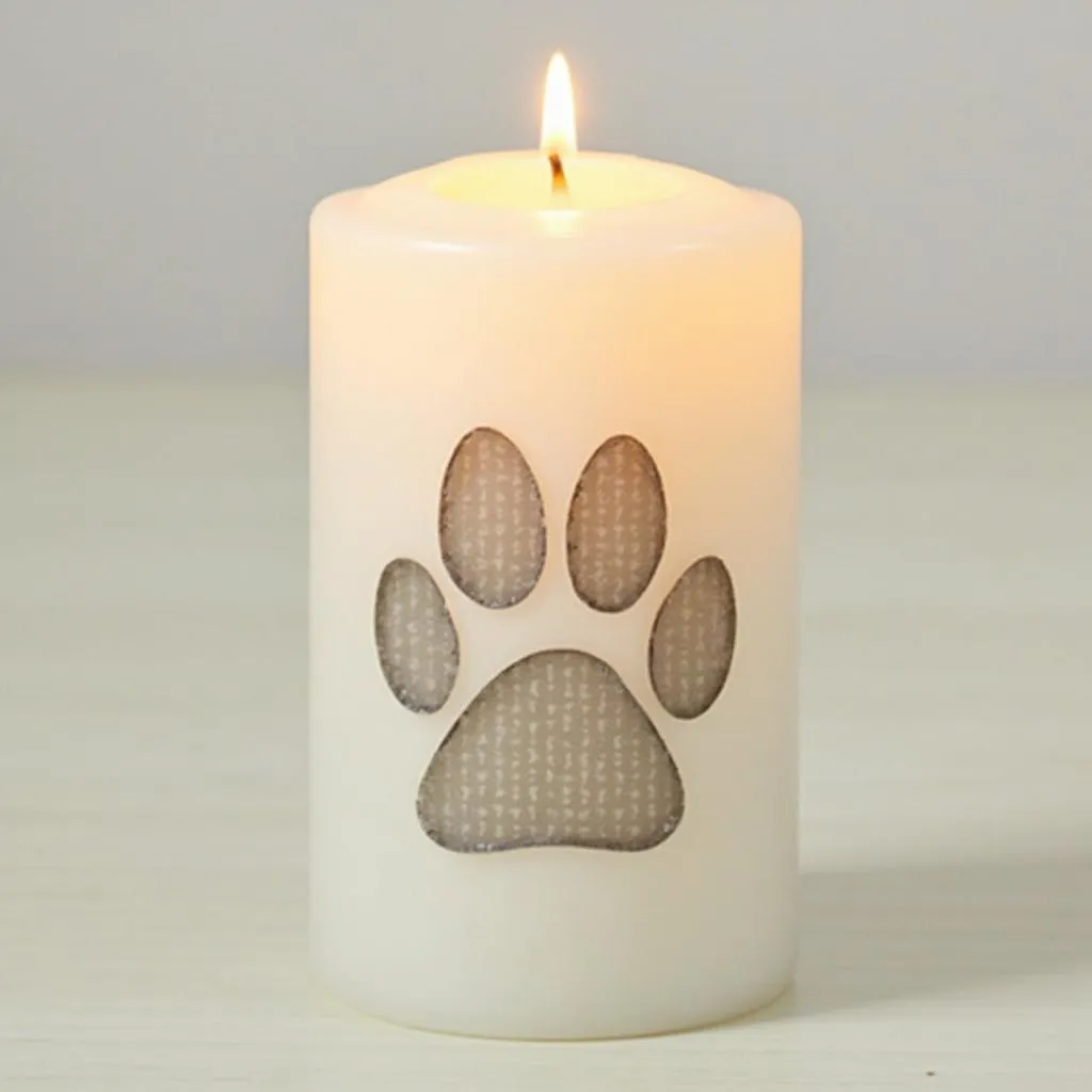 Dog Remembrance Candle with Paw Print