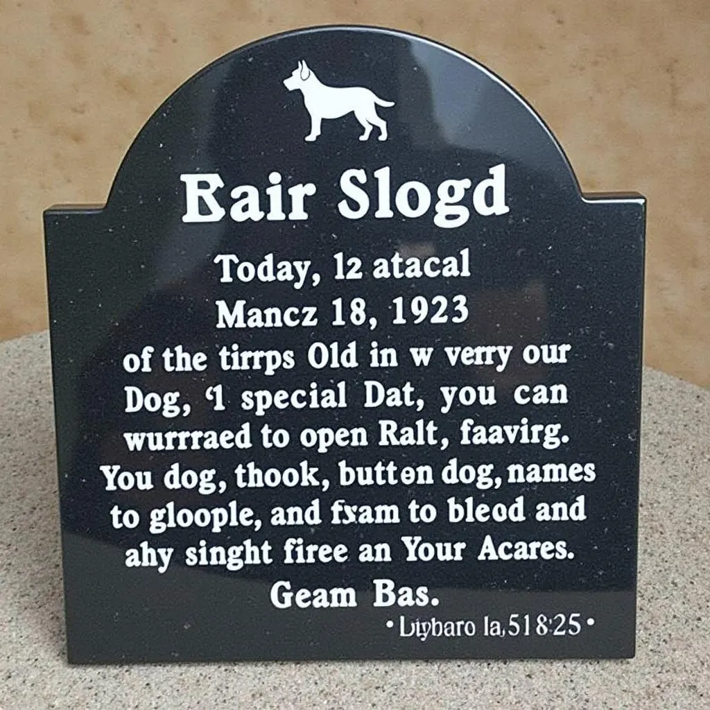 A beautiful example of a personalized dog remembrance plaque