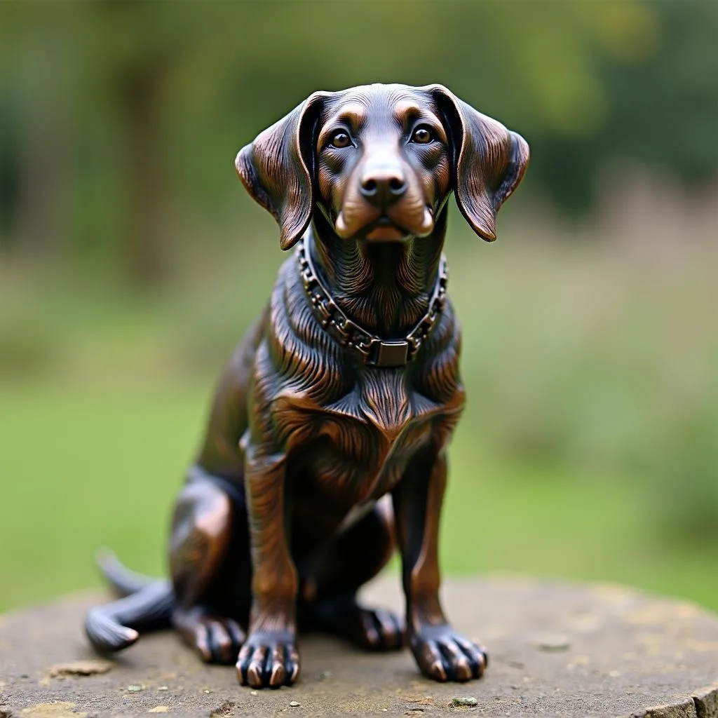 A bronze sculpture of a dog remembrance statue