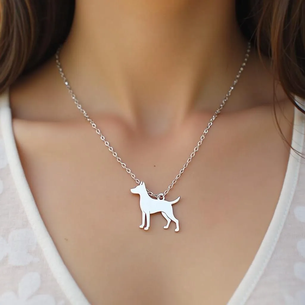 Silver dog silhouette necklace