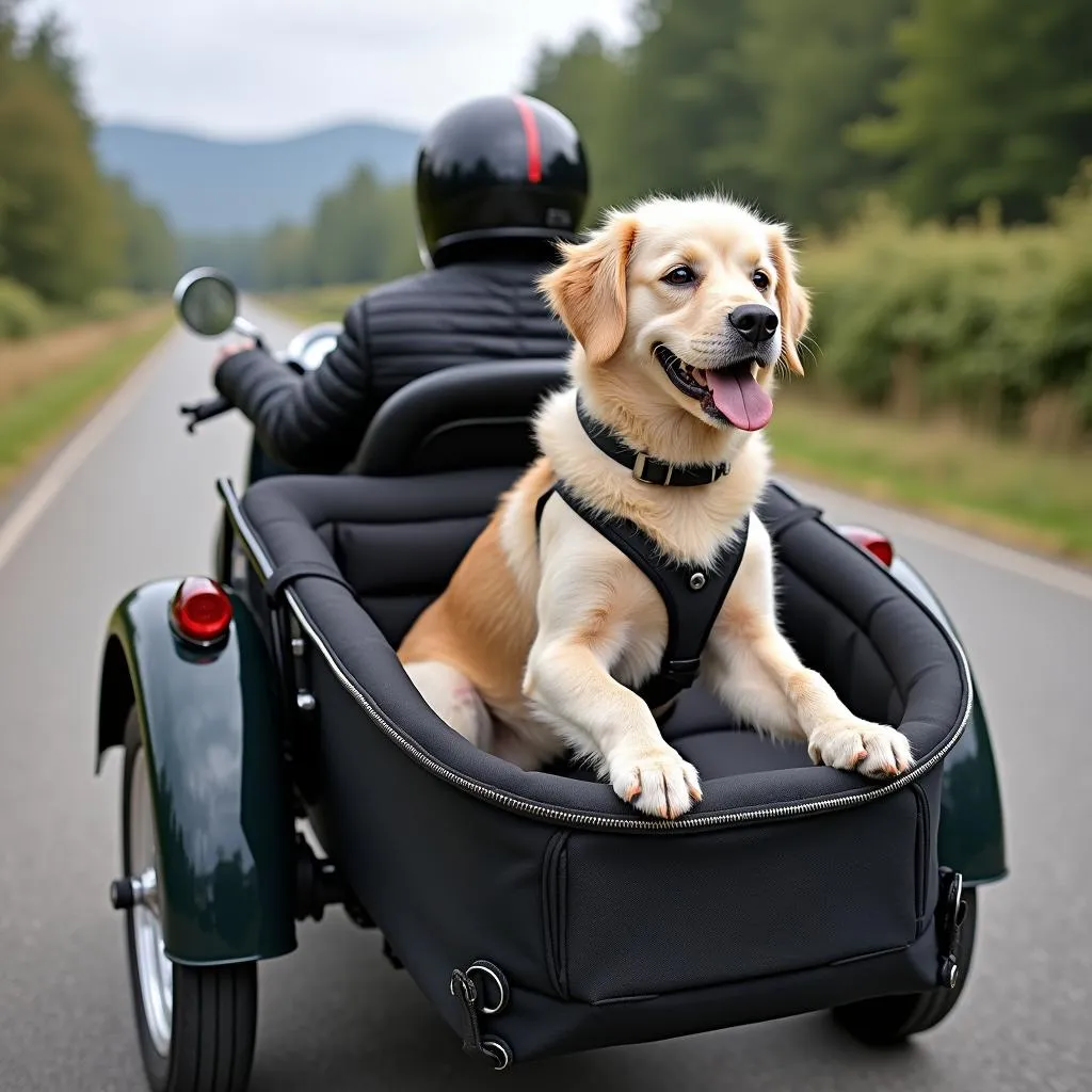 Dog in sidecar