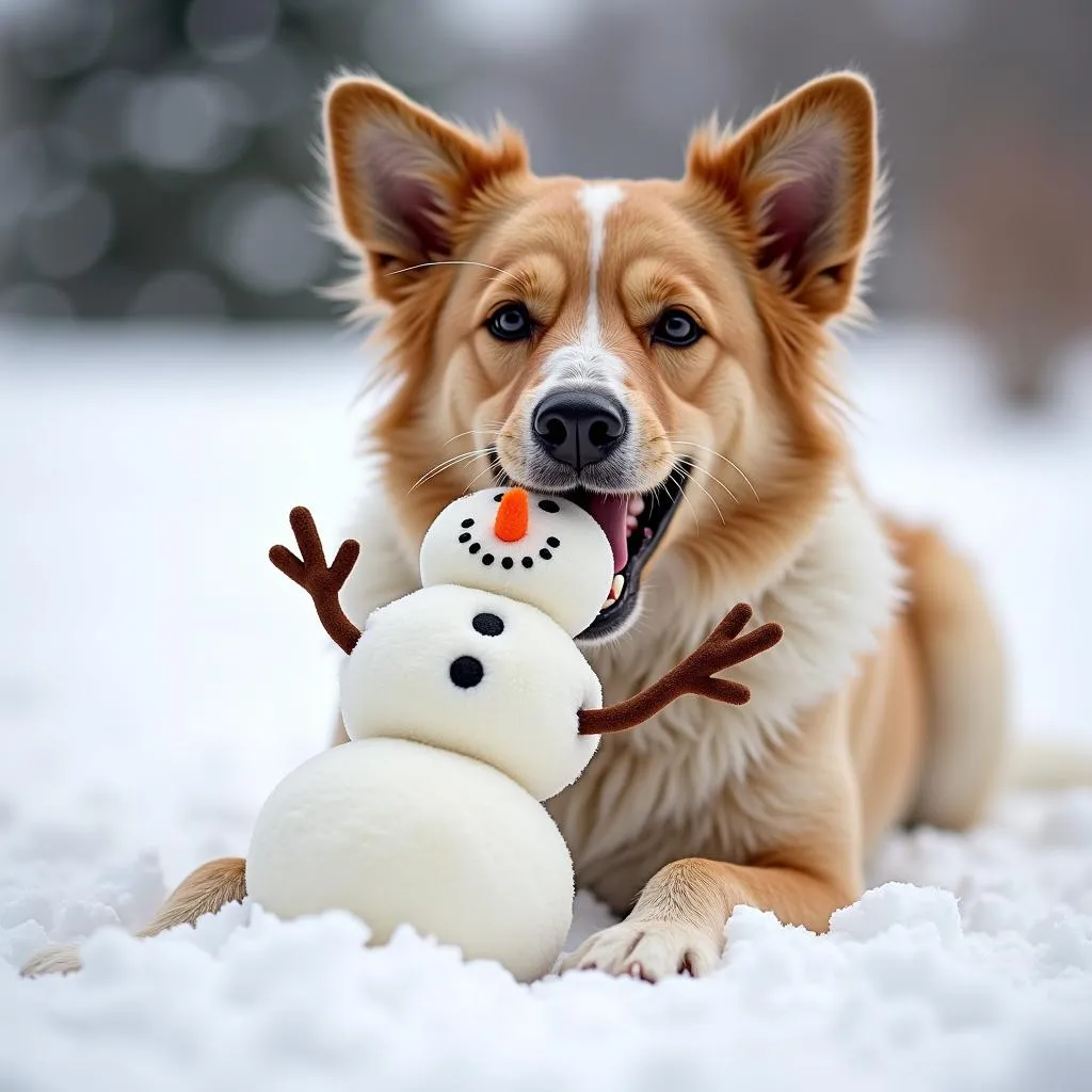 Dog snowman toy for winter fun